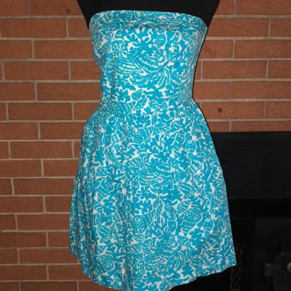 🐚LILLY PULITZER🐚SHELL PRINTED STRAPLESS DRESS🐚 - Picture 2 of 8